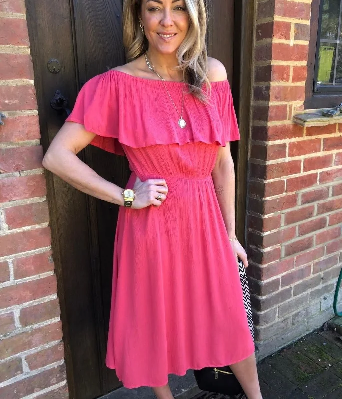 Pink Bardot Crepe Dress