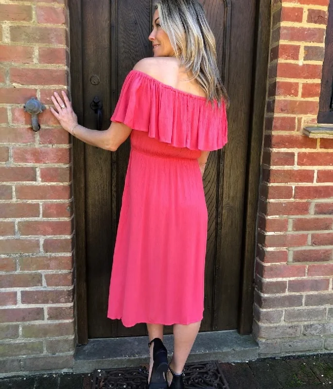 Pink Bardot Crepe Dress