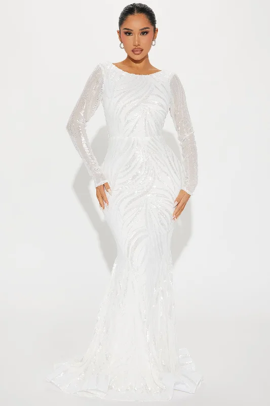 Say I Do Sequin Gown - White