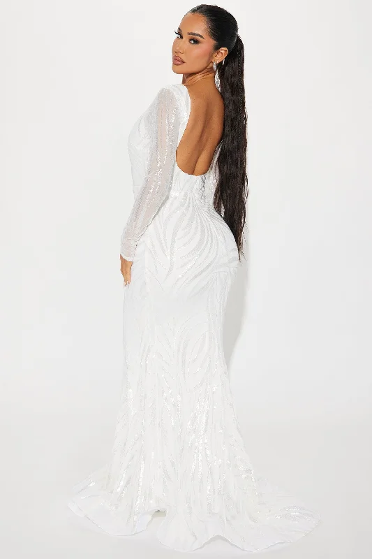 Say I Do Sequin Gown - White