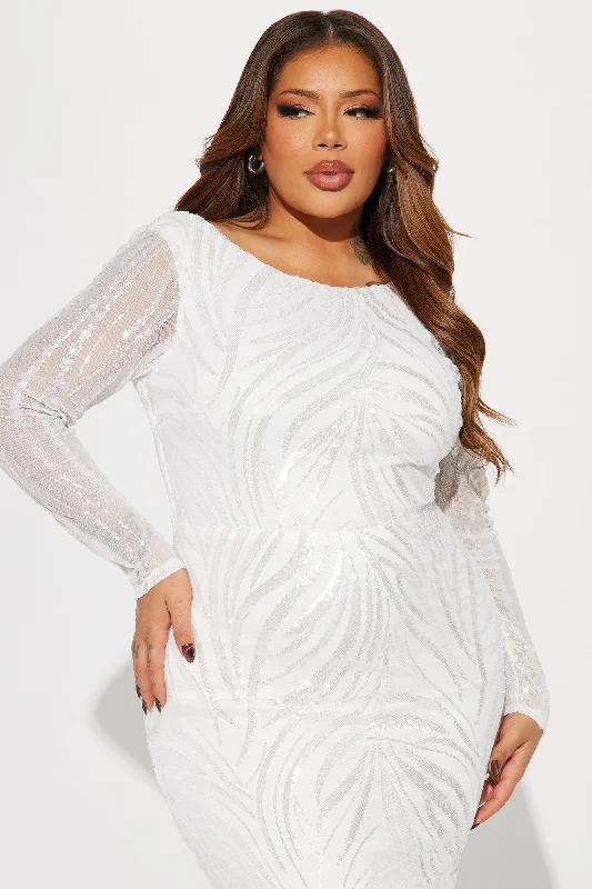 Say I Do Sequin Gown - White