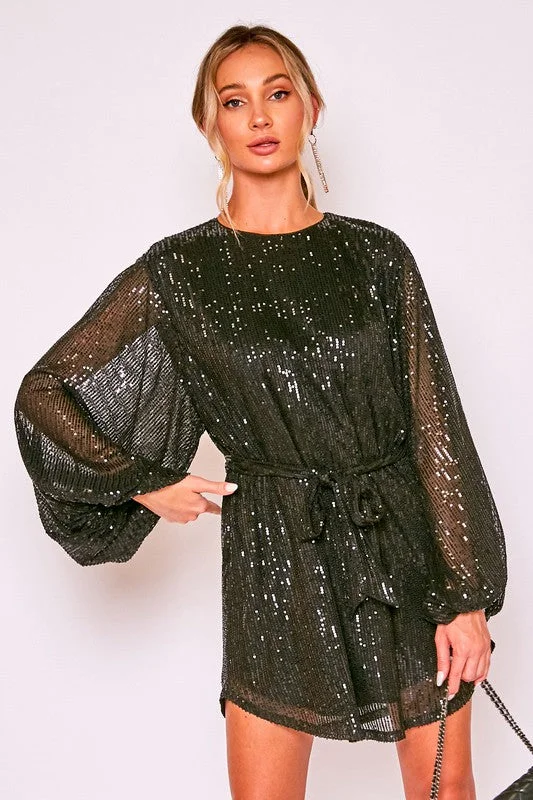 Serena Black Sequin Dress