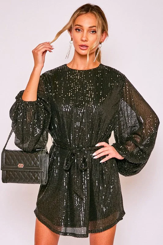 Serena Black Sequin Dress