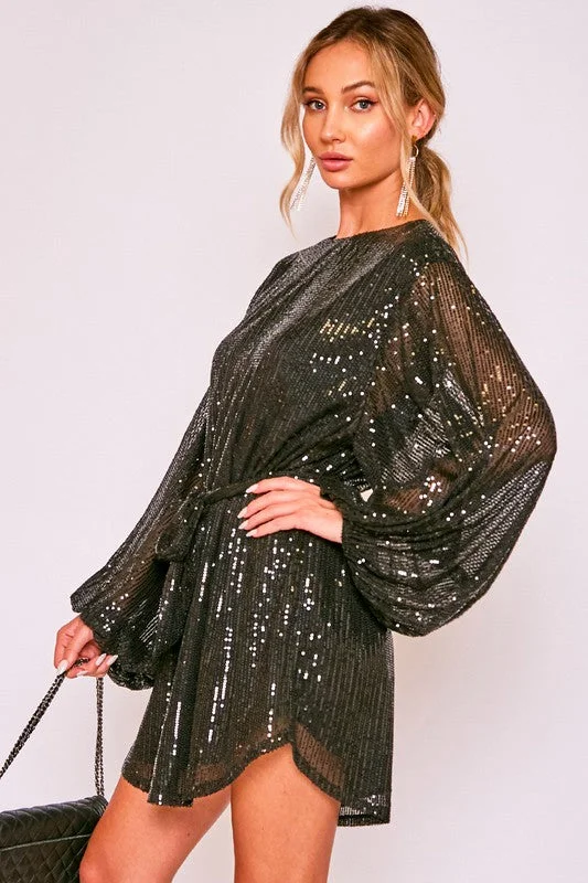 Serena Black Sequin Dress