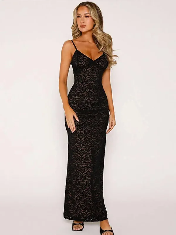 DressBetty - 2024 Sexy See Through Sleeveless Backless Lace Dress