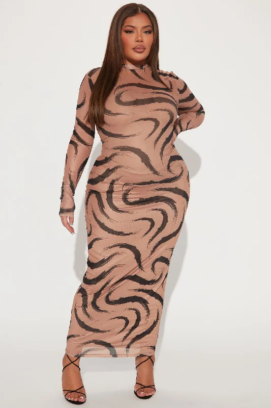 Shea Mesh Maxi Dress - Mocha/combo