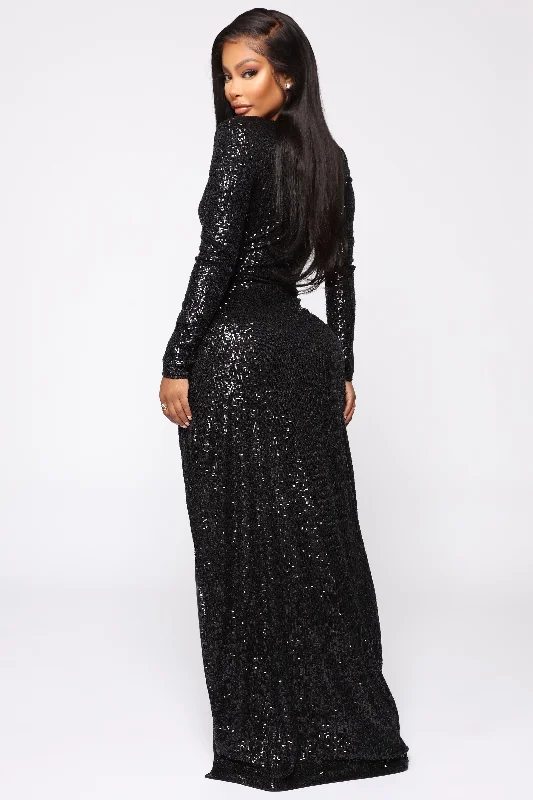 Shine Away Sequin Maxi Dress - Black