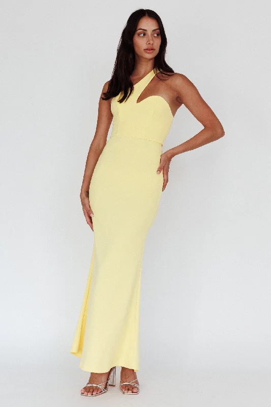 Shooting Stars One-Shoulder Maxi Dress Yellow