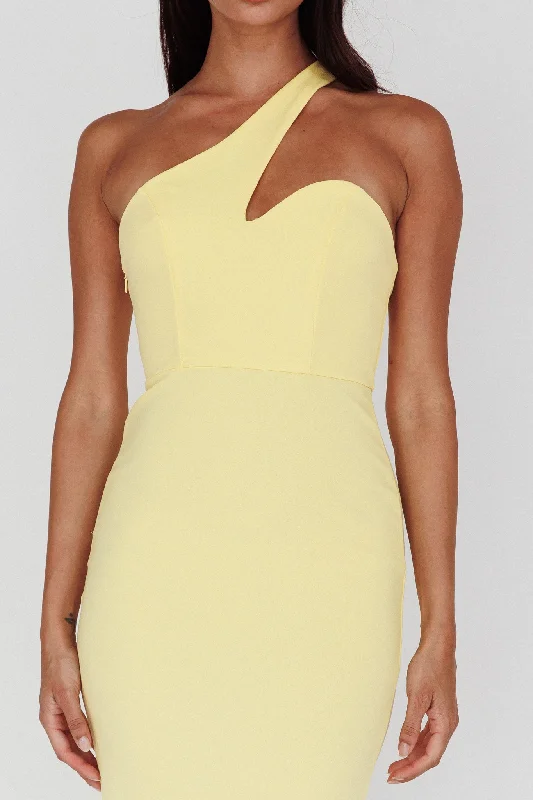 Shooting Stars One-Shoulder Maxi Dress Yellow