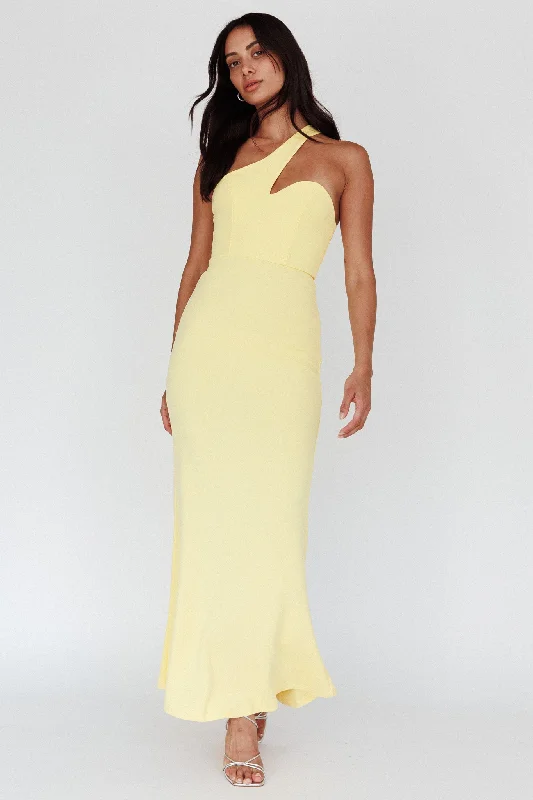 Shooting Stars One-Shoulder Maxi Dress Yellow