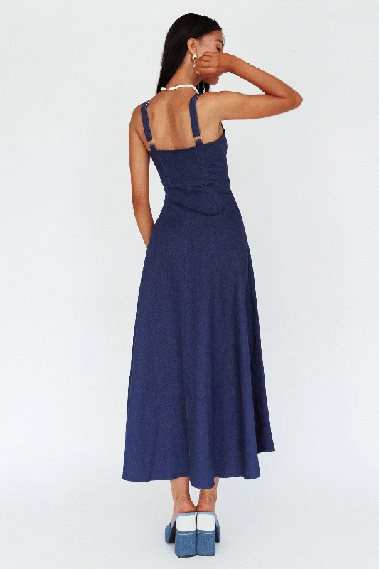 Sweet Pea Tied Bust Maxi Dress Indigo