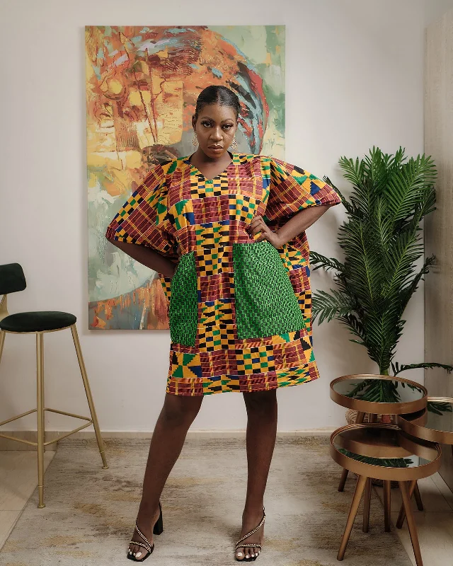 Afua Multicolour Kente Dashiki Dress