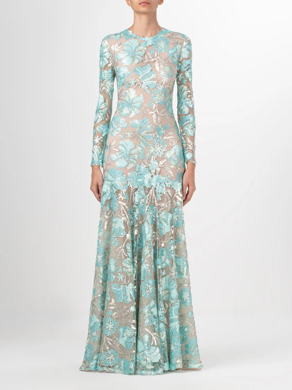 Amabel Dress Aqua Sequin