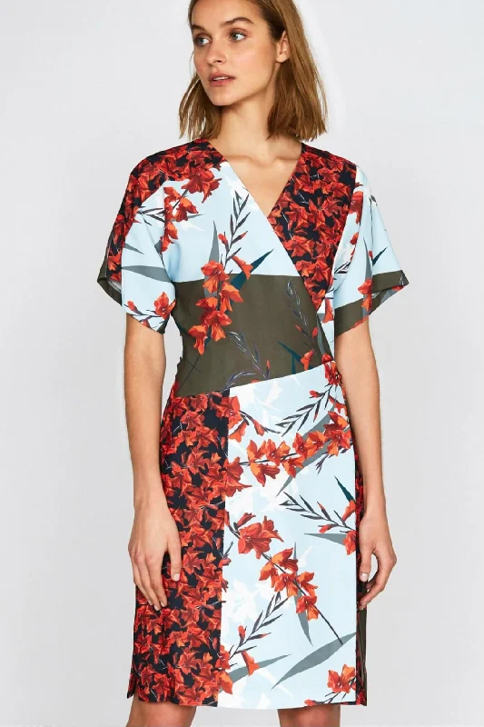 Oriental Blossom Print Wrap Dress