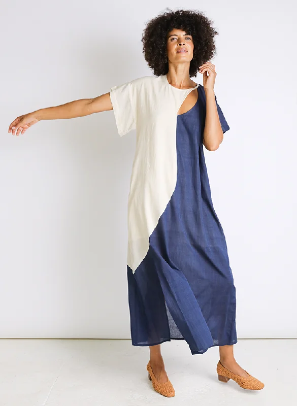 Arati Dress, navy + natural