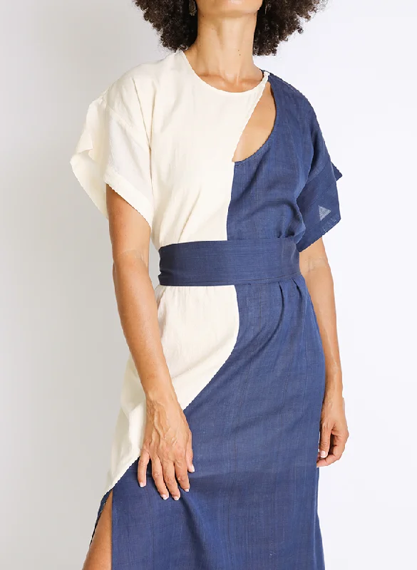 Arati Dress, navy + natural