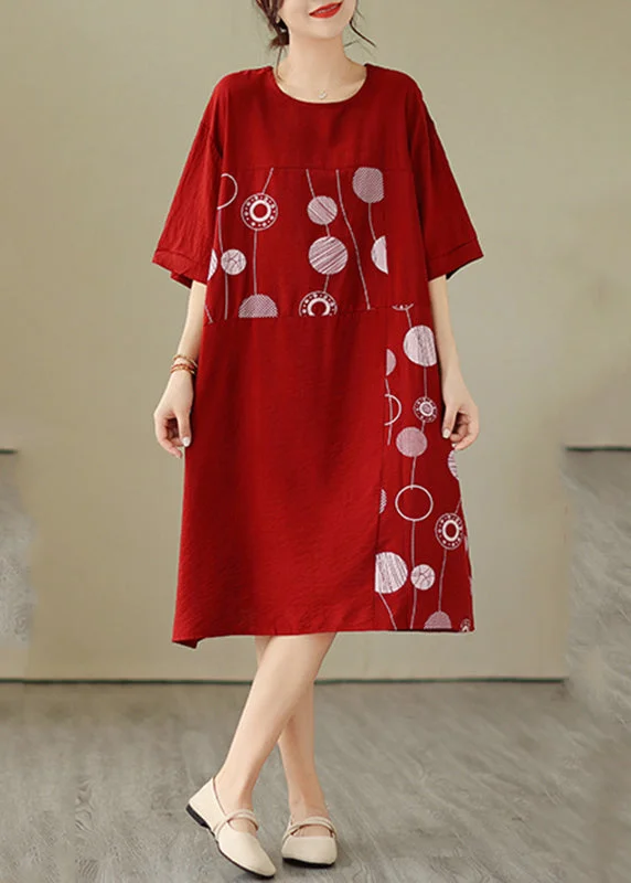 Art Red Dot Patchwork Maxi Dress Summer GH1068