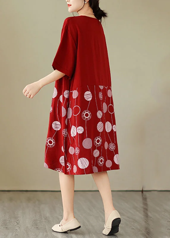 Art Red Dot Patchwork Maxi Dress Summer GH1068