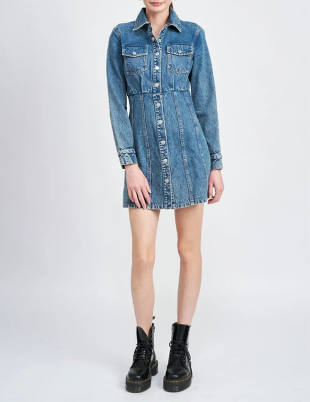 Ava Long Sleeve Denim Dress