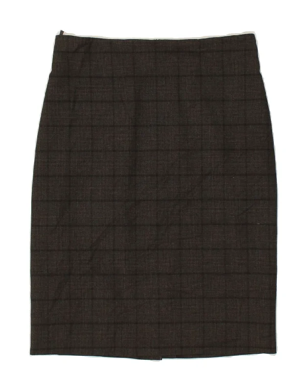 BENETTON Womens Pencil Skirt IT 44 Medium W30 Grey Check Polyester