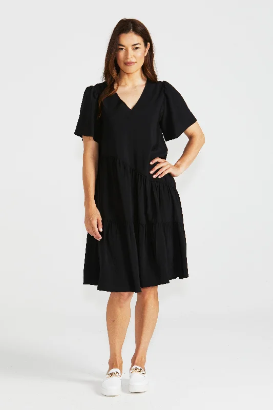 Betty Basics Florence Tiered Dress Black