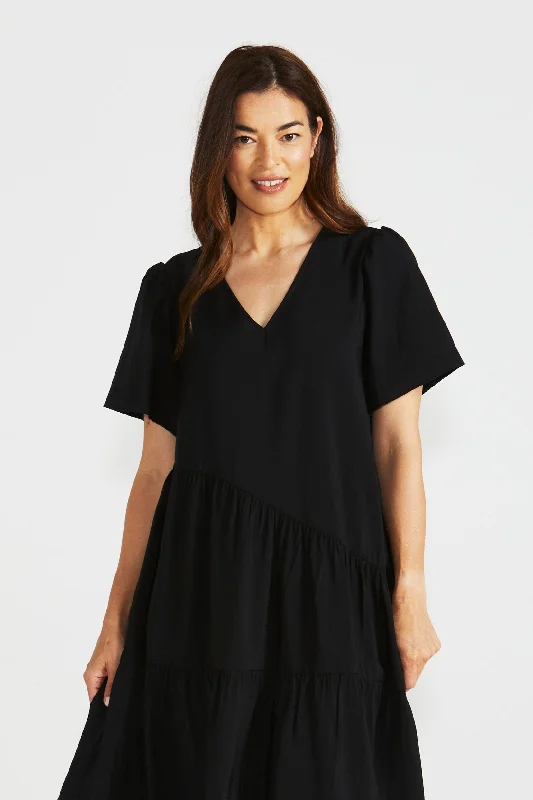 Betty Basics Florence Tiered Dress Black