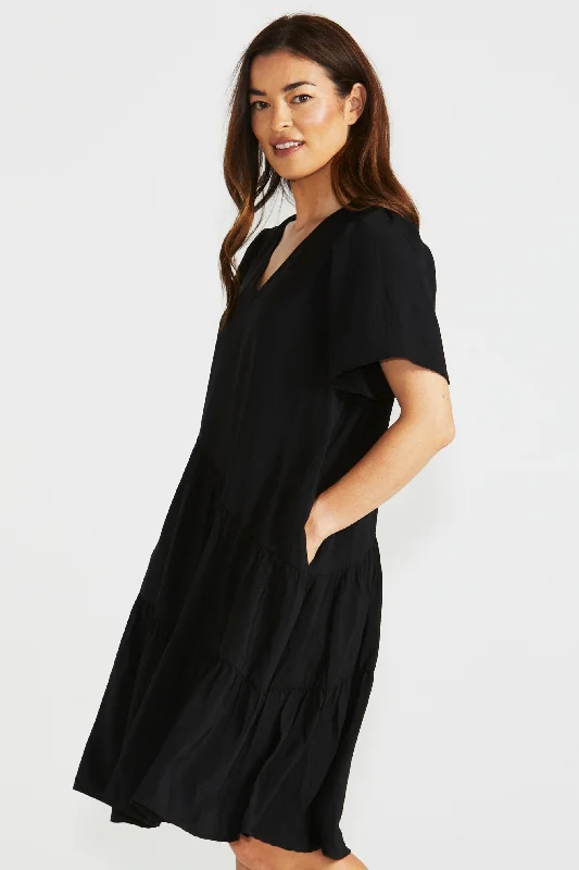 Betty Basics Florence Tiered Dress Black