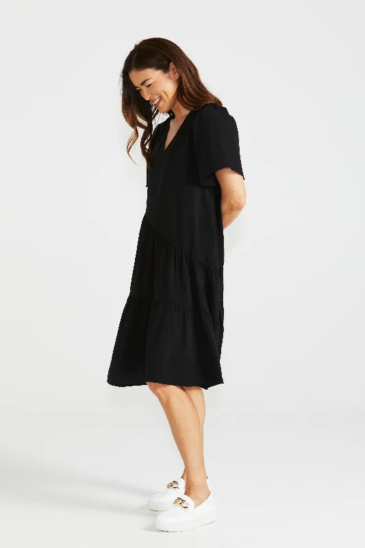 Betty Basics Florence Tiered Dress Black