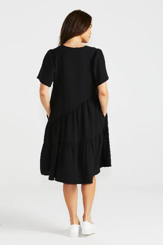 Betty Basics Florence Tiered Dress Black