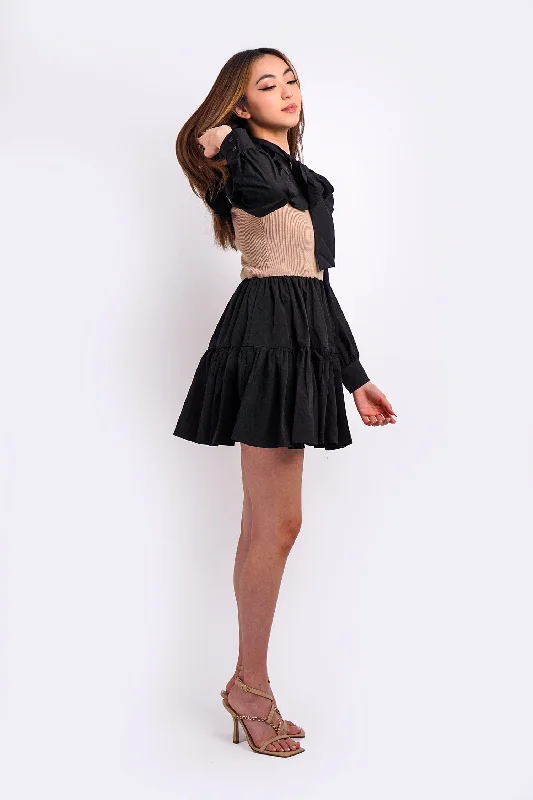 Black Tan Knit Dress