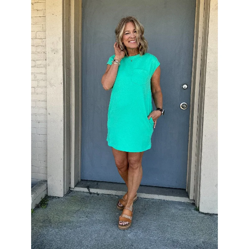 Camille Textured Mini Dress - Mint