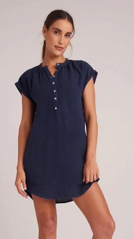 Cap Sleeve Henley Dress - 2 Colors Available