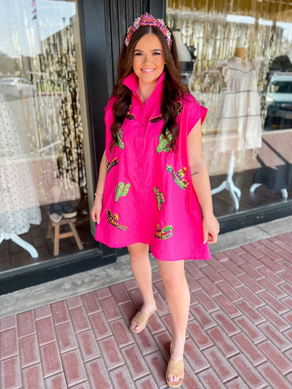 Cinco De Mayo Shirt Dress-Fuchsia