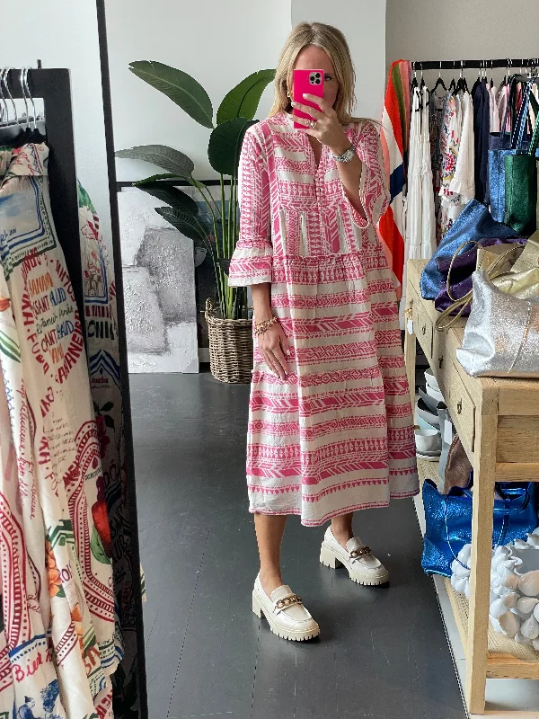 Copenhagen Mediterranean Midi Dress- pink