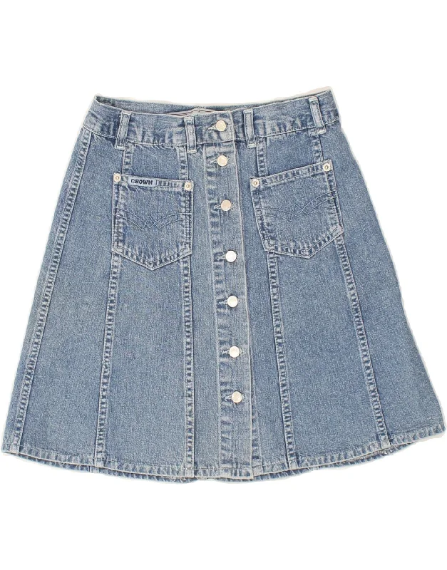 CROWN Womens Denim A-Line Skirt W28 Medium  Blue Cotton