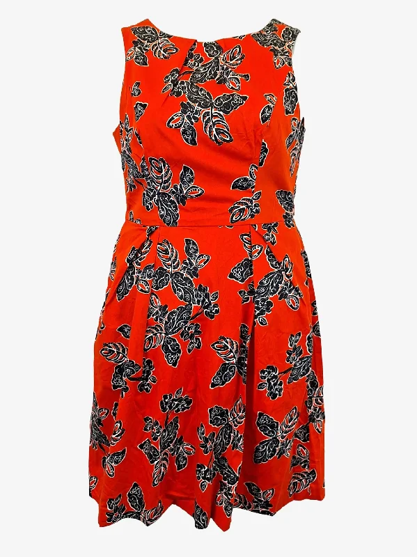 Cue Tailored Tangerine Floral Midi Dress Size 12