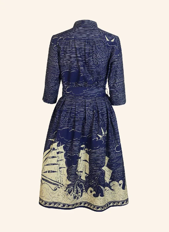 Cynthia Dress - Navy Shipwreck