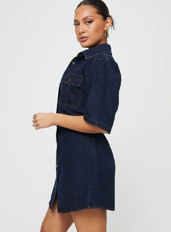 Davro Mini Dress Dark Wash Denim