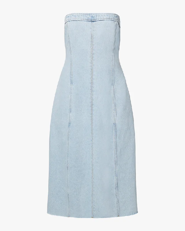 Denim Strapless Midi Dress