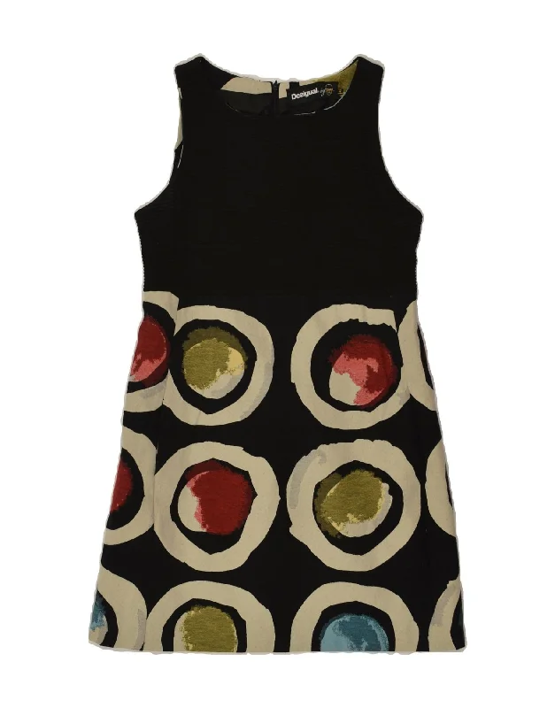 DESIGUAL Womens Sleeveless Basic Dress EU 42 Large Black Geometric Viscose