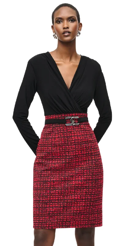 Jacquard Knit Plaid Sheath Dress. Style JR243060