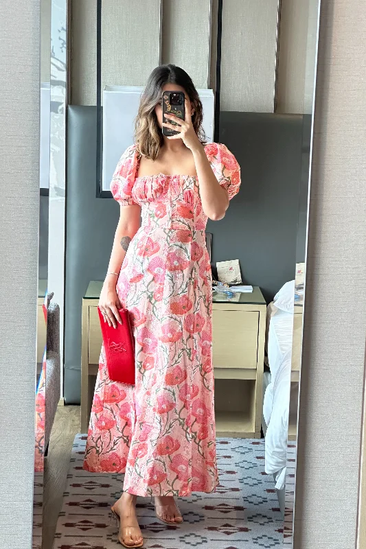 Ellora Pink Floral Maxi Sundress