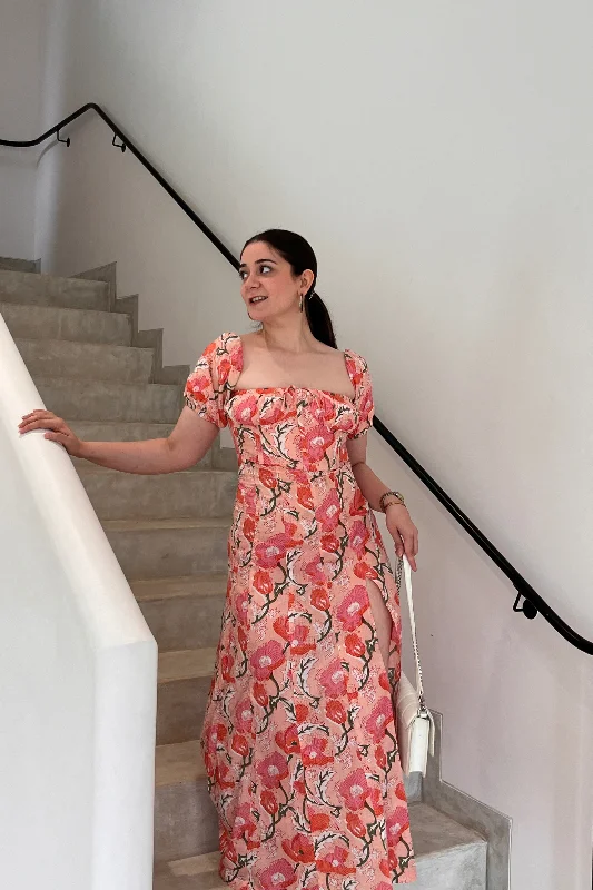 Ellora Pink Floral Maxi Sundress