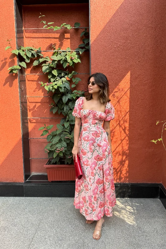 Ellora Pink Floral Maxi Sundress