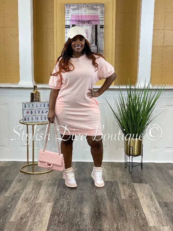 Fallon Oversize Shirt Dress up to 3XL (Angel Pink)