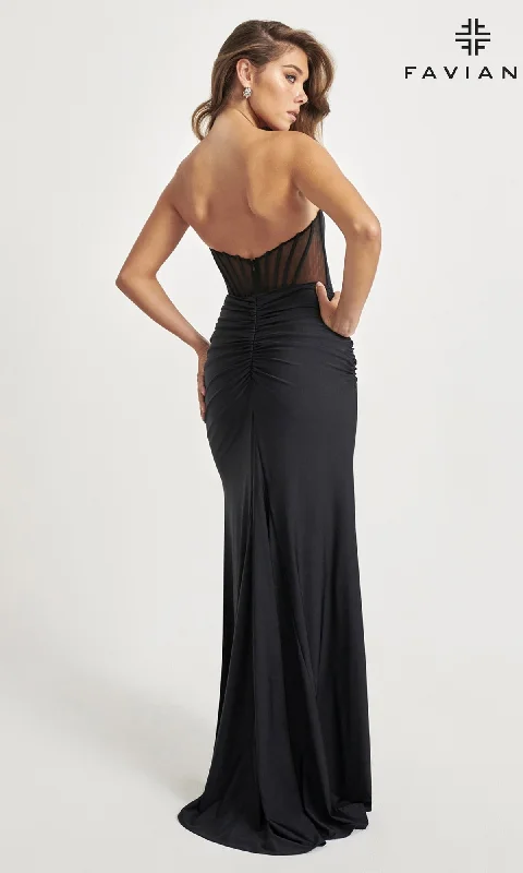 Faviana Sheer-Back Strapless Long Prom Dress 11041