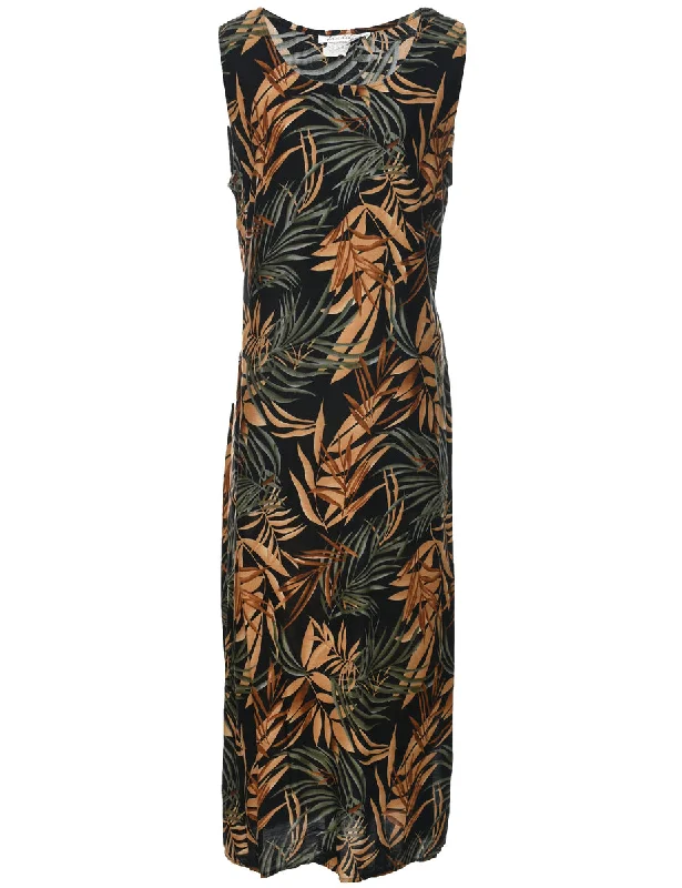 Foliage Sleeveless Dress - L