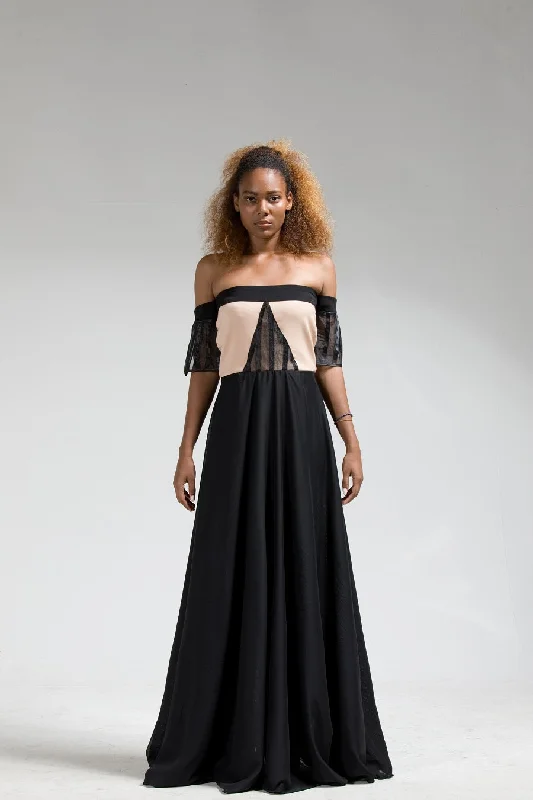 Adah Off Shoulder Maxi Dress - Black