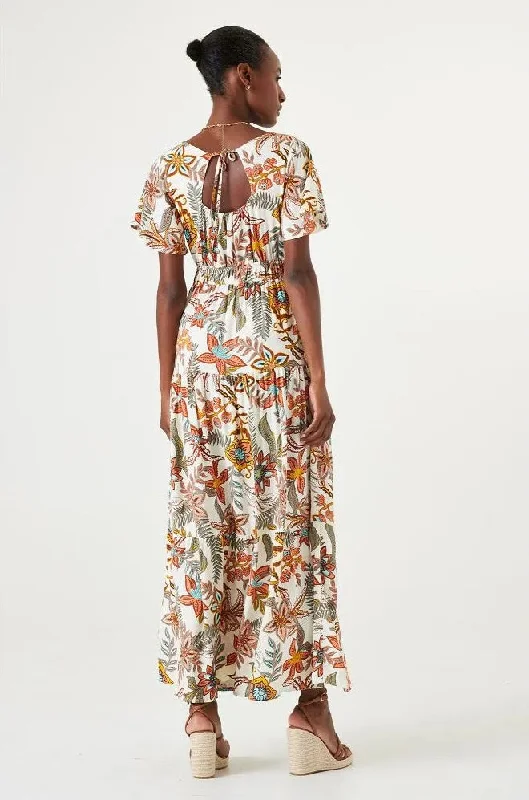 G Q40087 Floral Print Ruffle Tiered Maxi Dress