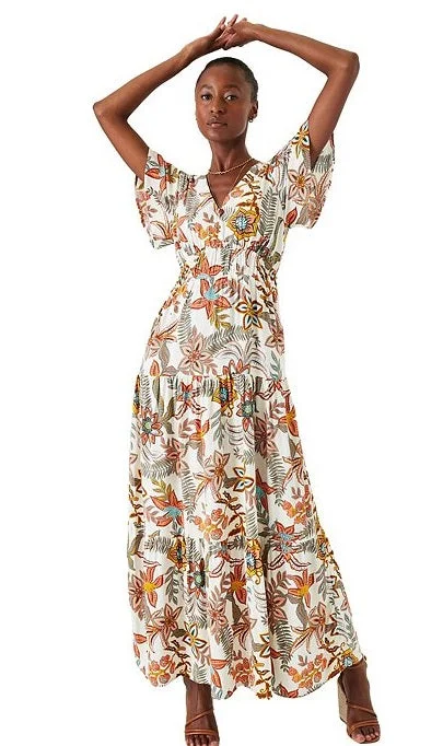 G Q40087 Floral Print Ruffle Tiered Maxi Dress